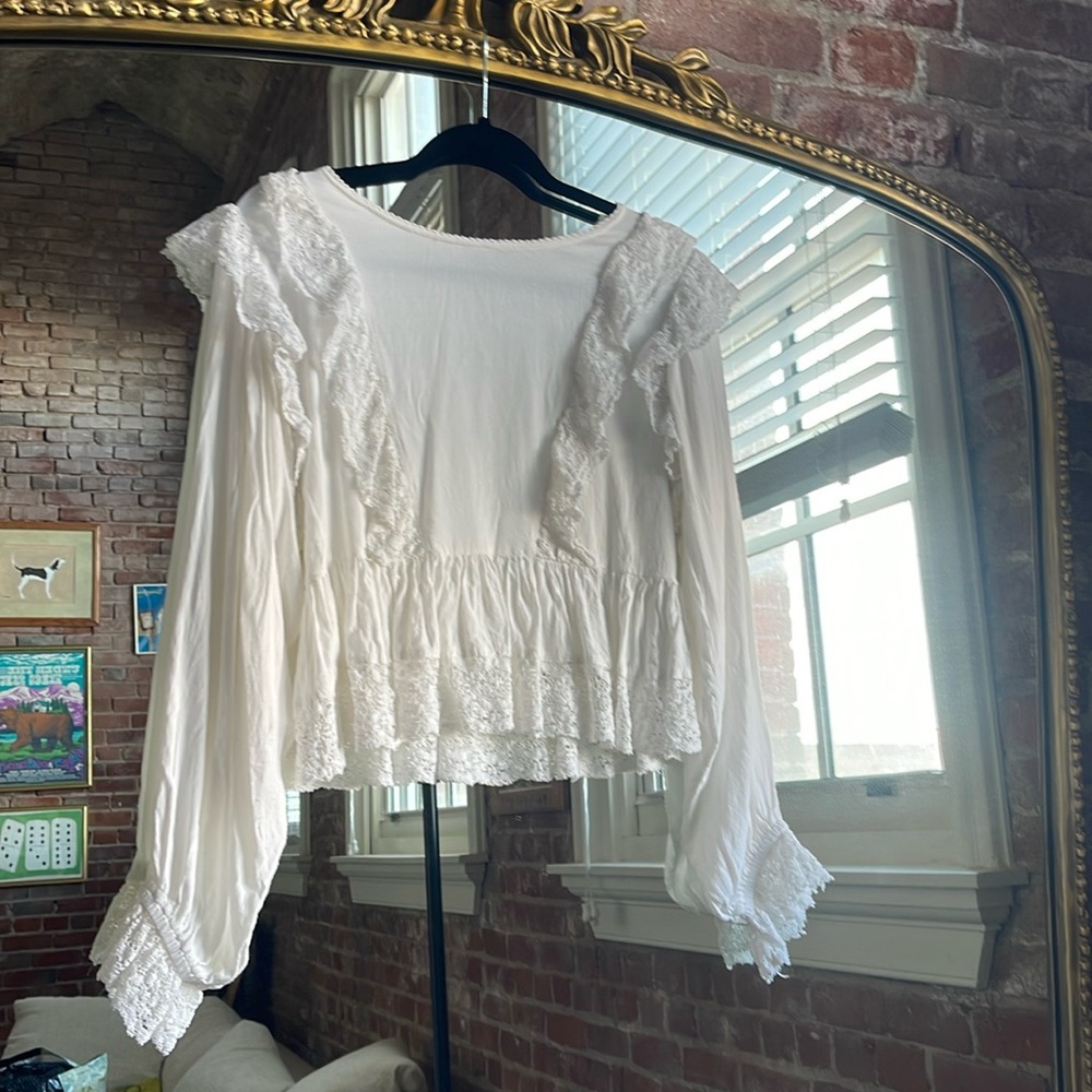 Free People White Lace Top